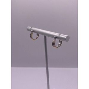 Three Different Tone Half Hoop Earrings Sterling Silver Earrings